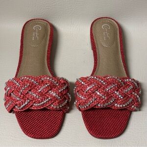 Woman's Comfort EST. 1946 Raffia Bling Braid Band Sandals Sz 10 New